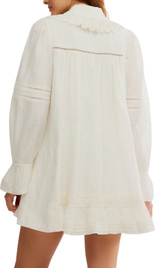 5 O'Clock Tea Time Long Sleeve Cotton Babydoll Minidress
