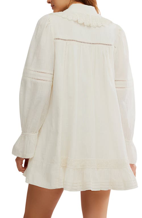 Free People 5 O'clock Tea Time Long Sleeve Cotton Babydoll Minidress In Multi