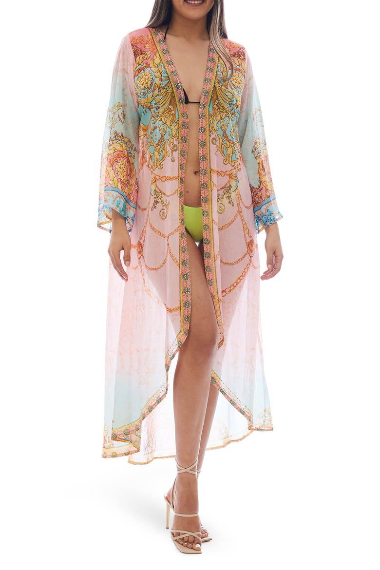 Print Cover-Up Duster, Main, color, PINK