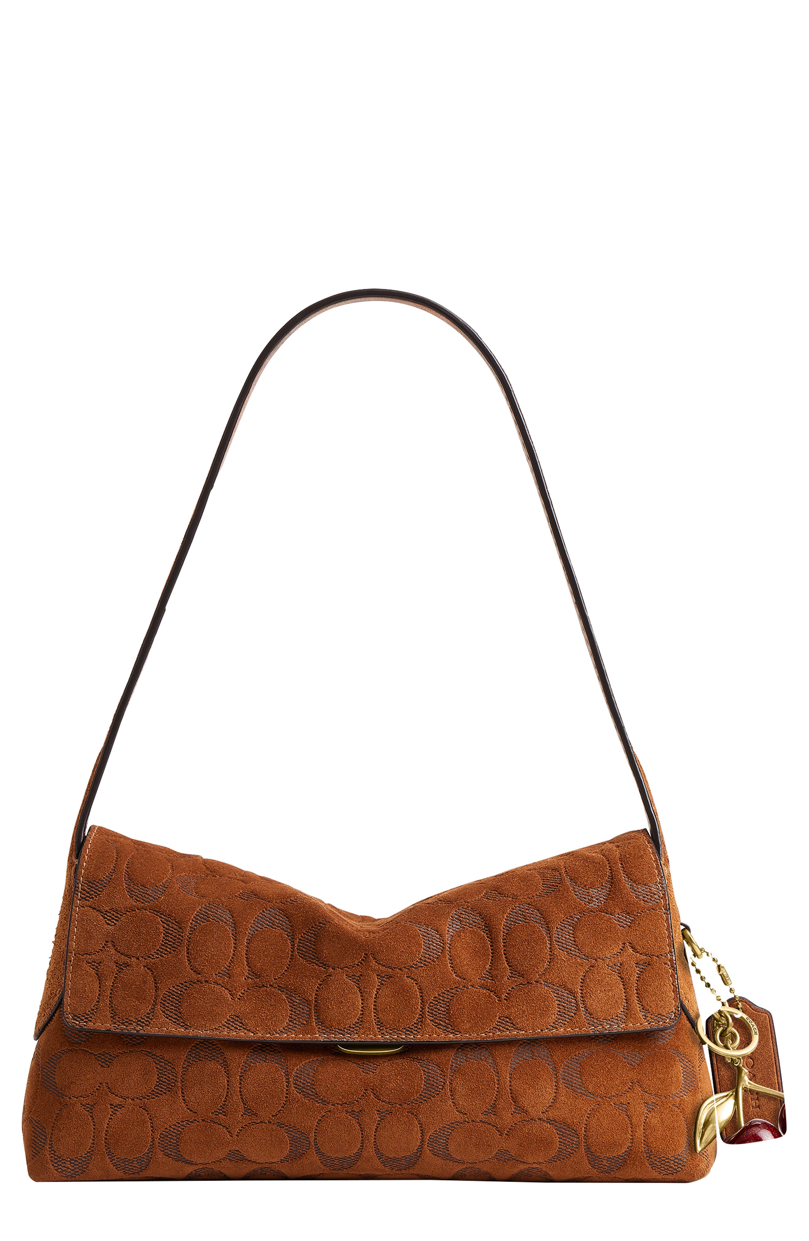 Chelsea 26 Signature Suede Shoulder Bag, Main, color, B4/ TOBACCO