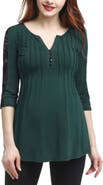 Kimi & Kai Lucy Lace Accent Pleated Maternity Top