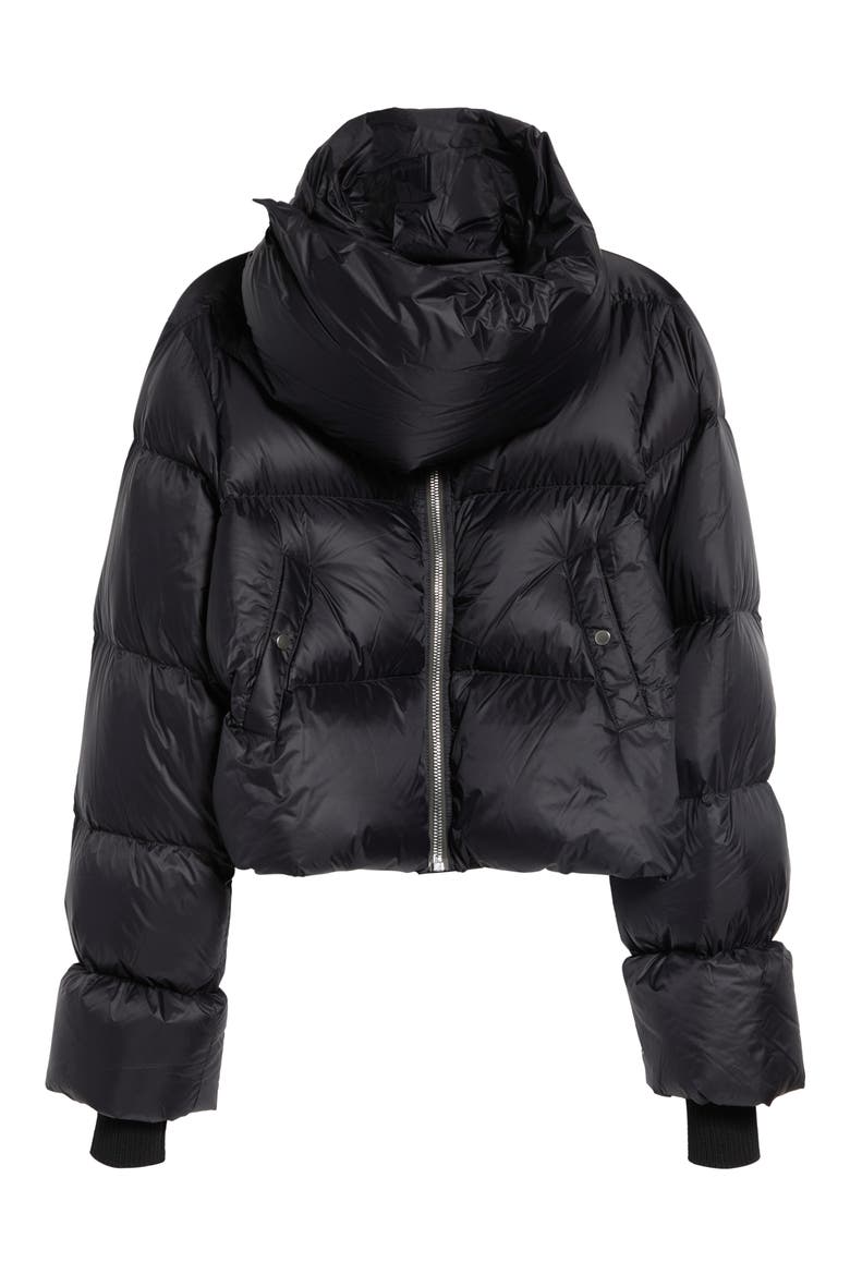 Funnel Neck Cropped Puffer Jacket, Alternate, color, BLACK