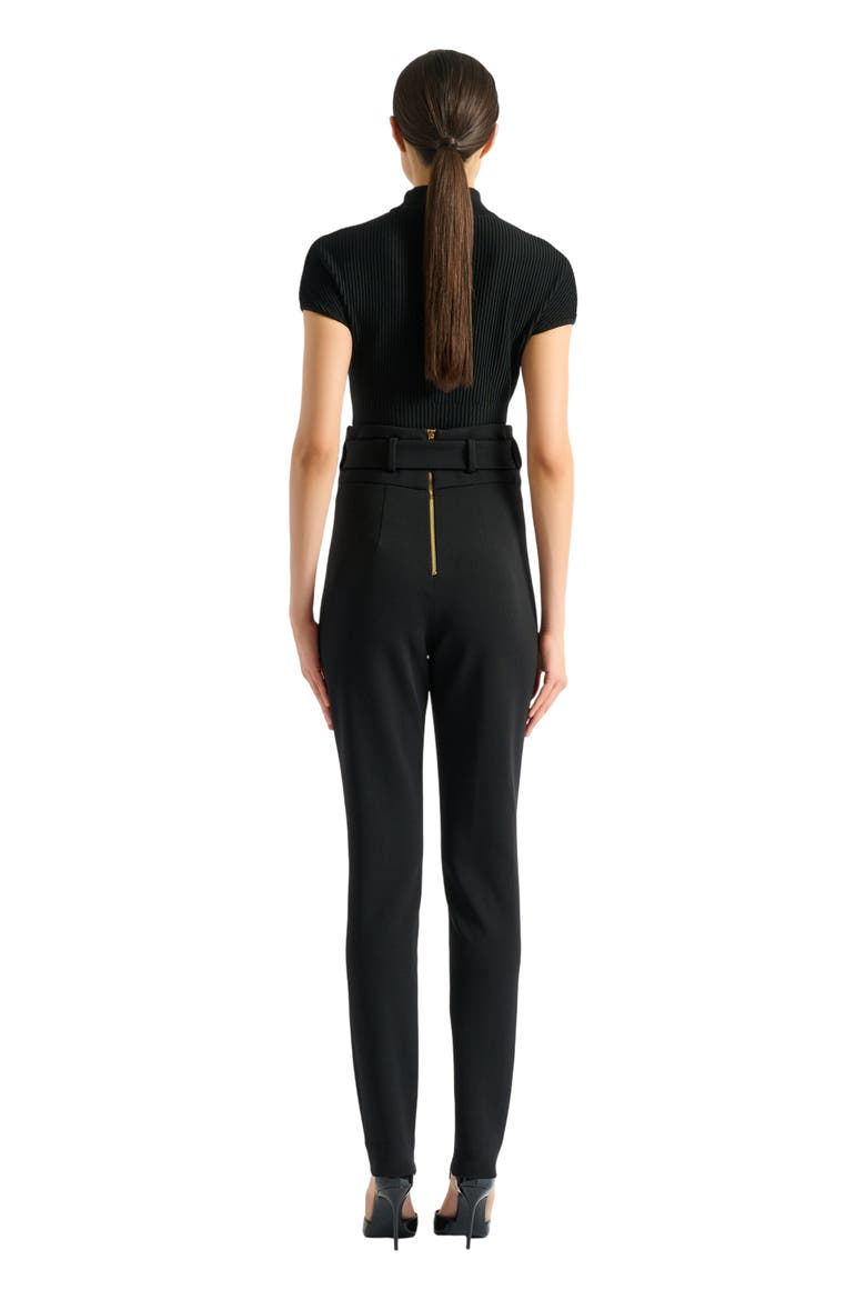 Stretch trousers with belt, Alternate, color, black