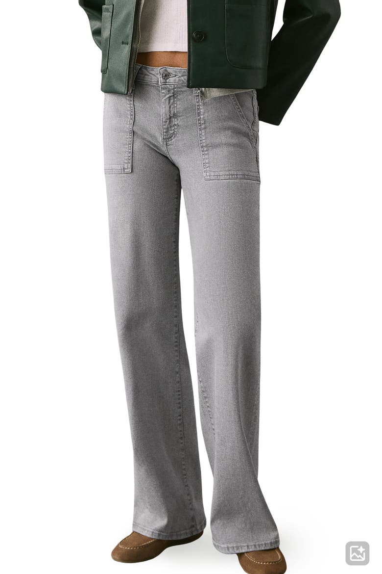 Star Embroidered Straight Leg Jeans, Main, color, DENIM GREY