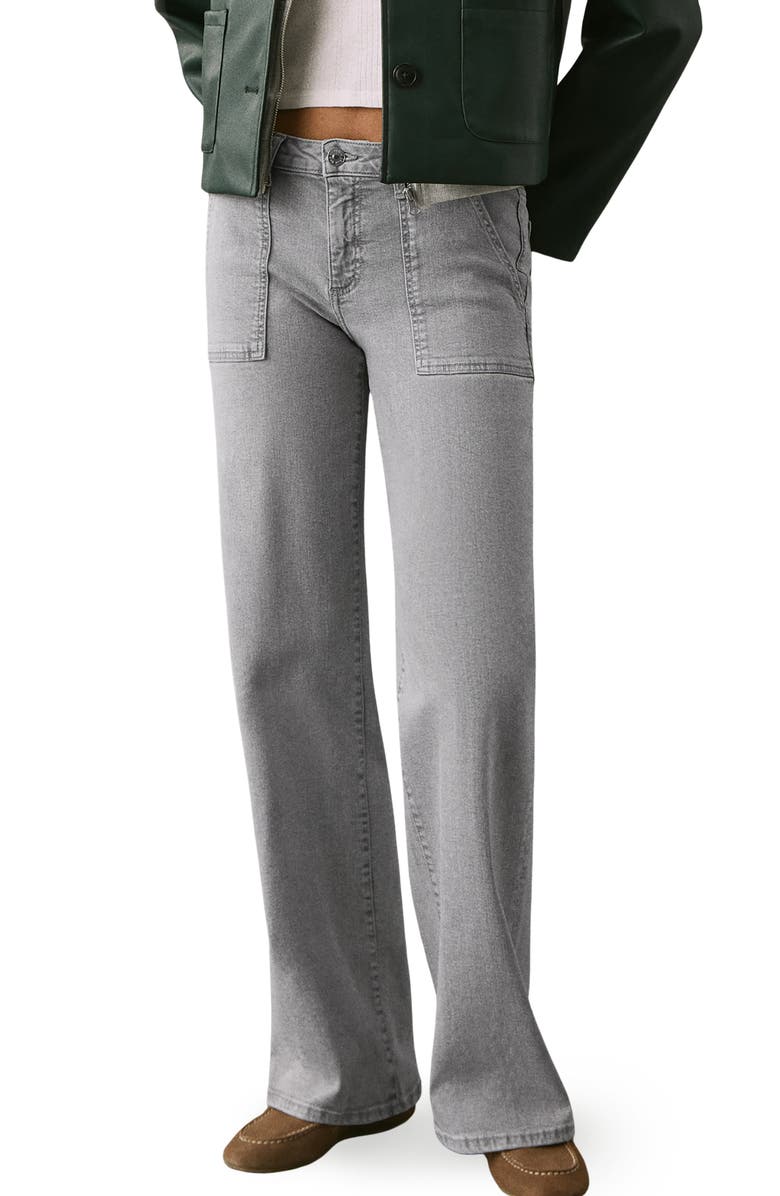 MANGO TEEN Star Embroidered Straight Leg Jeans, Main, color, Denim Grey