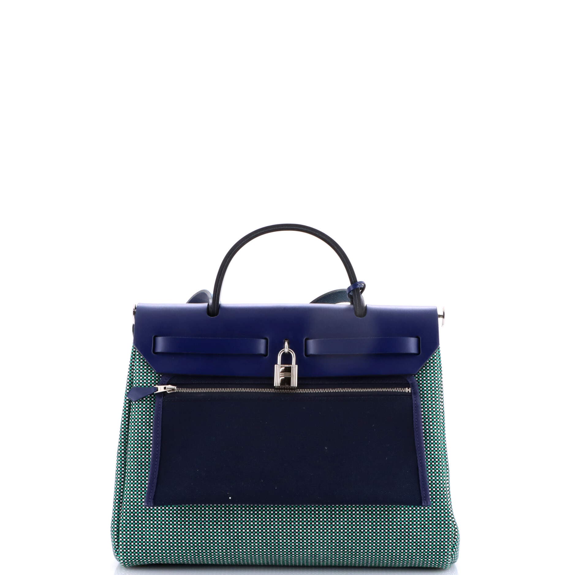 Pre-Owned Hermes Herbag Zip Criss Viking Toile and Leather 31, Alternate, color, Bleu Encre