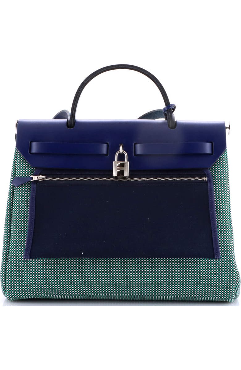 Pre-Owned Hermes Herbag Zip Criss Viking Toile and Leather 31, Alternate, color, Bleu Encre