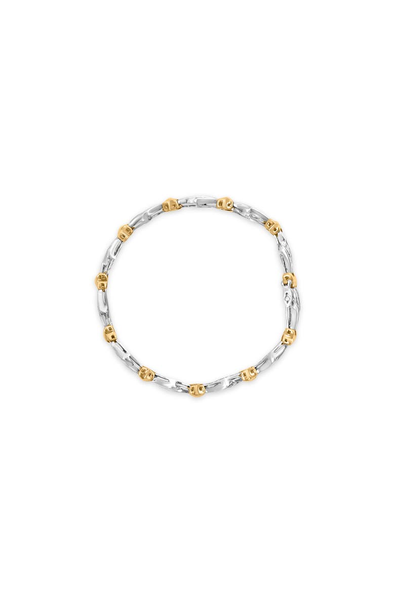 10k Two-Toned Gold 2.00 Cttw Diamond Weave and "X" Spiral Link Bracelet, Alternate, color, Yellow