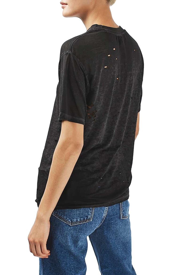 Distressed Tee, Alternate, color, BLACK