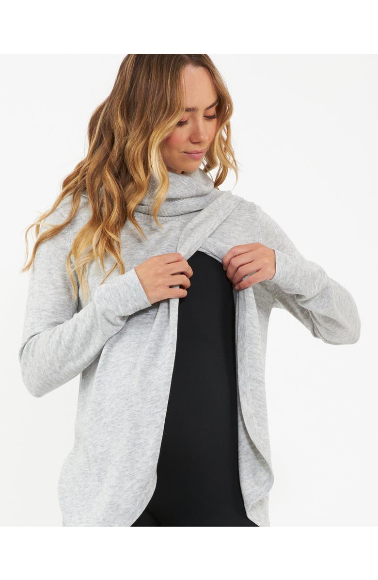 Ripe Maternity Cowl Neck Nursing Knit  Silver Marle, Alternate, color, 