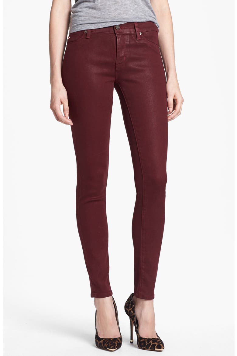 'Krista' Super Skinny Jeans, Main, color, CRIMSON WAX