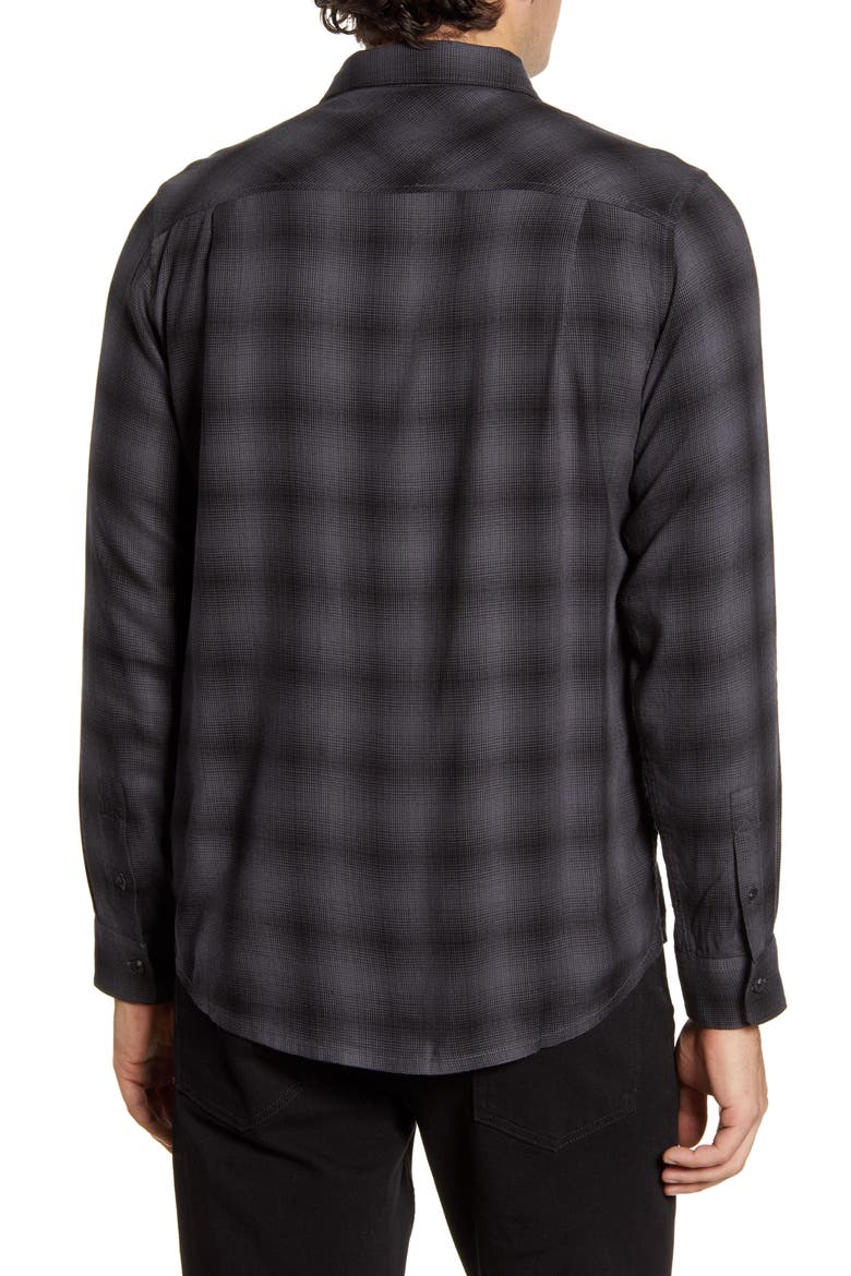 Brocation Regular Fit Plaid Button-Up Shirt, Alternate, color, BLACK