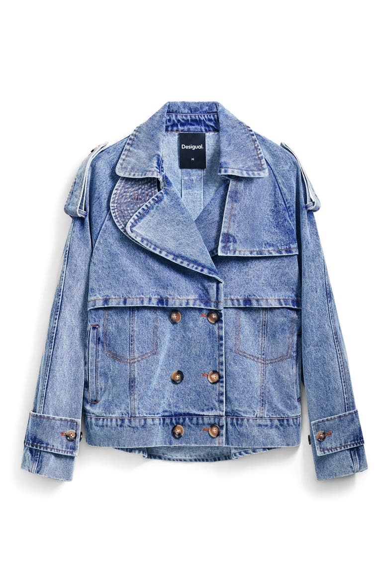 Oversize Denim Trucker Jacket, Alternate, color, LIGHT BLUE