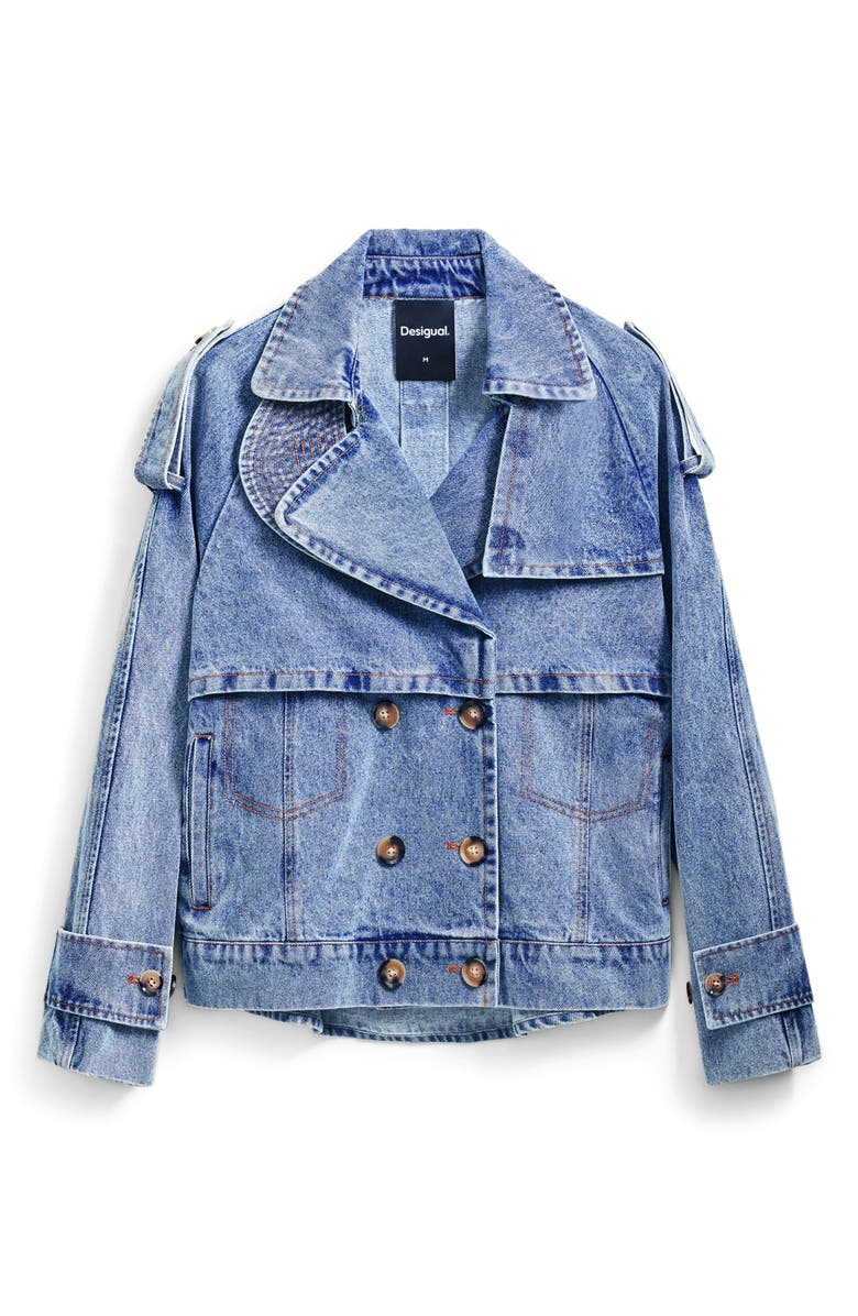 Desigual Oversize Denim Trucker Jacket, Alternate, color, Light Blue
