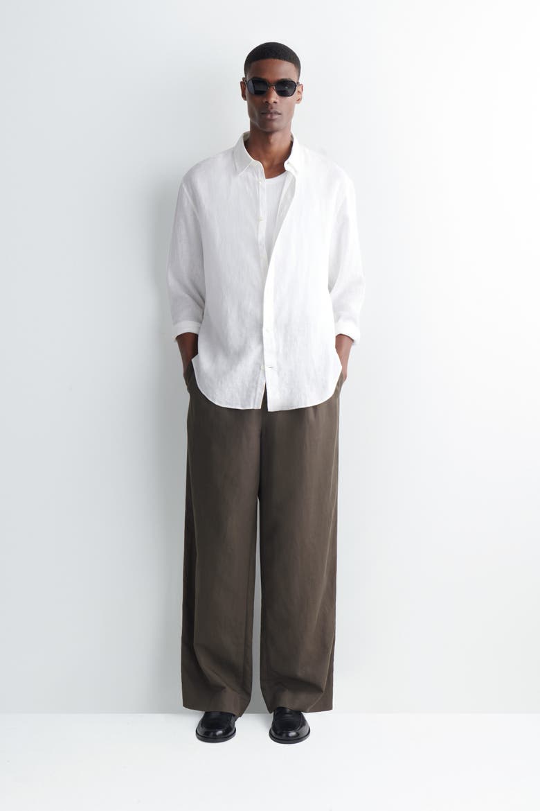 Relaxed Linen Shirt, Alternate, color, WHITE