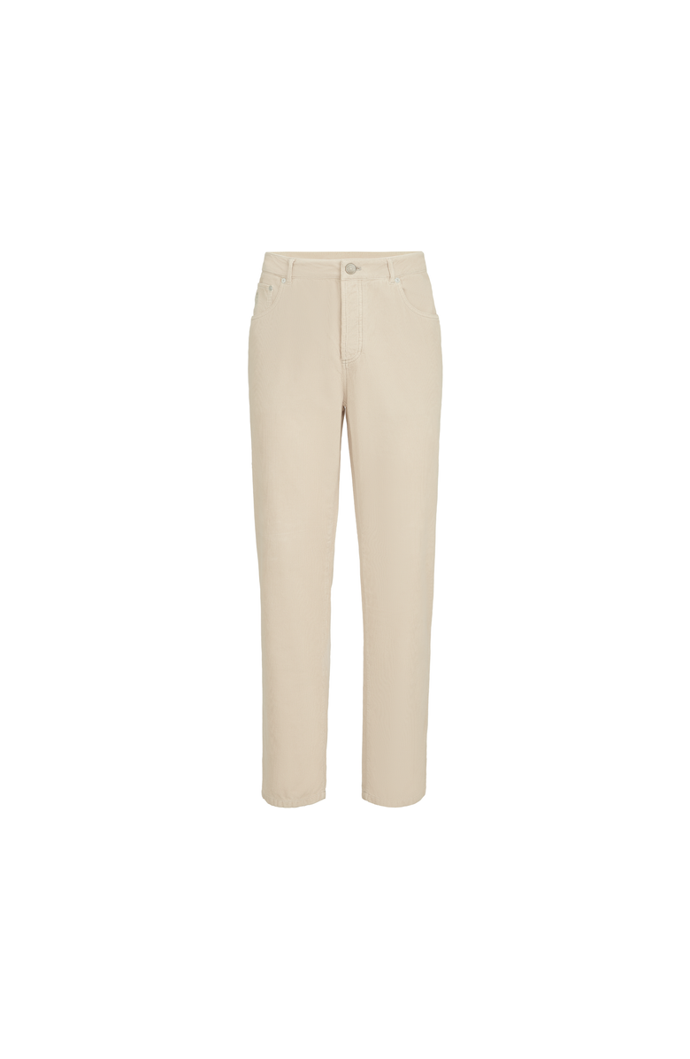 Brunello Cucinelli Garment-dyed five-pocket trousers in cotton narrow wale corduroy, Alternate, color, Sand