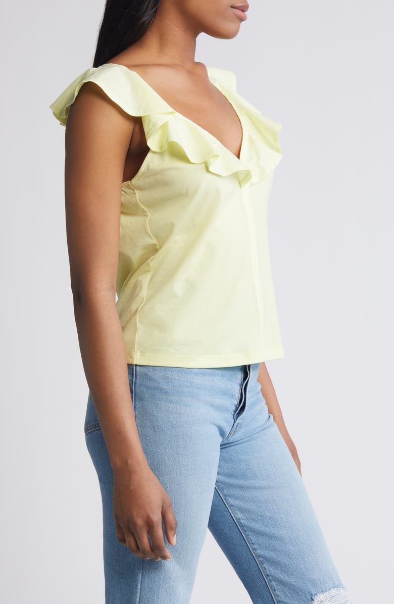 Nation LTD Neah Ruffle Cotton Blend Tank, Alternate, color, Nectar