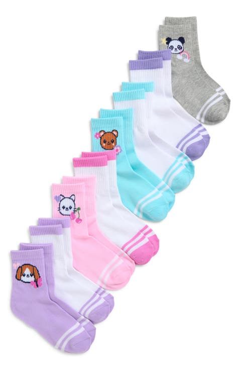 Kids' Critters Assorted 8-Pack Quarter Socks (Big Kid)