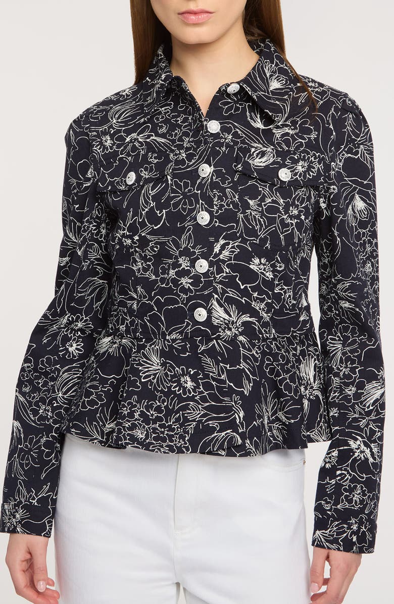 Cinq à Sept Garden Doodle Lainy Jacket, Main, color, Navy/ White