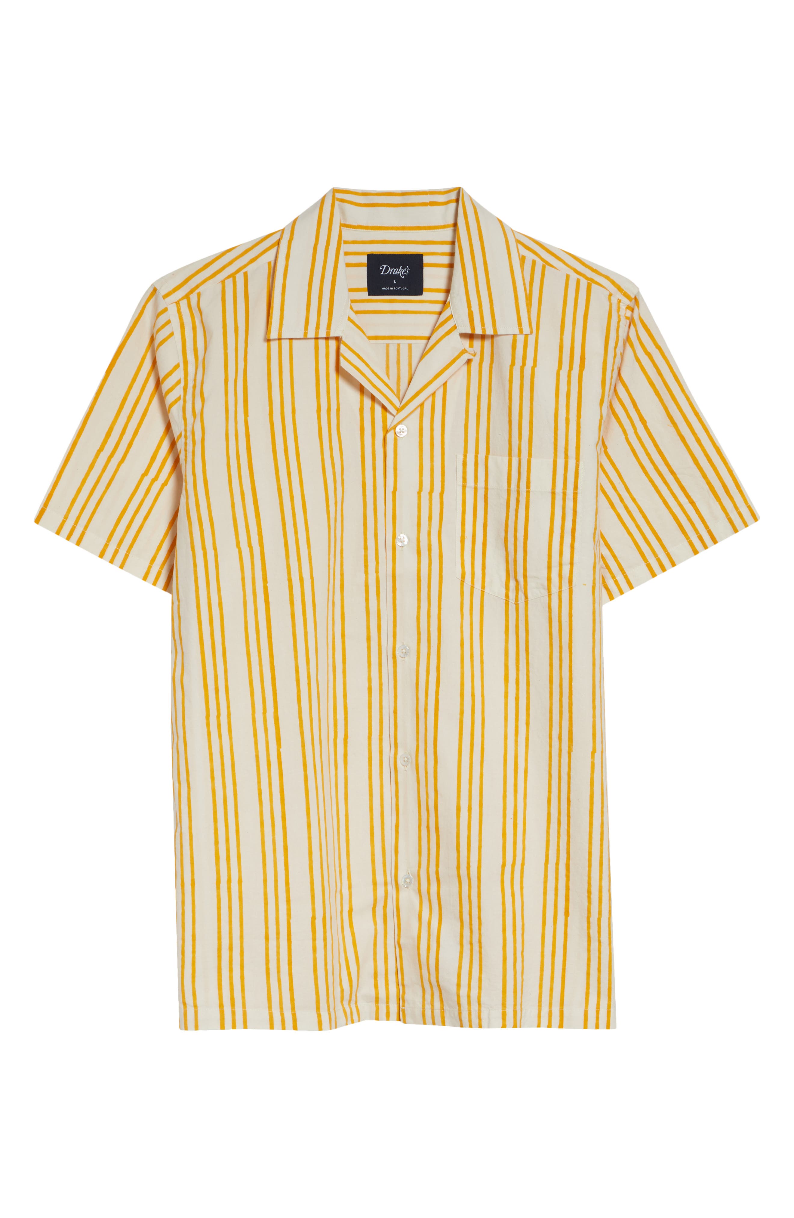 Print Triple Stripe Cotton Camp Shirt