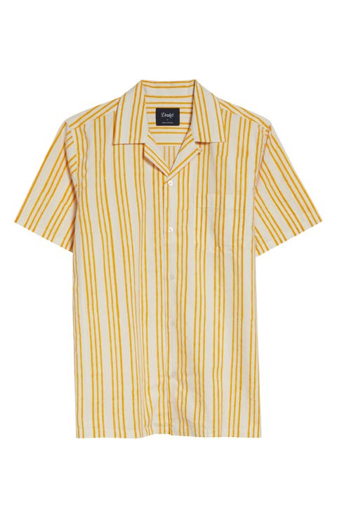 Print Triple Stripe Cotton Camp Shirt