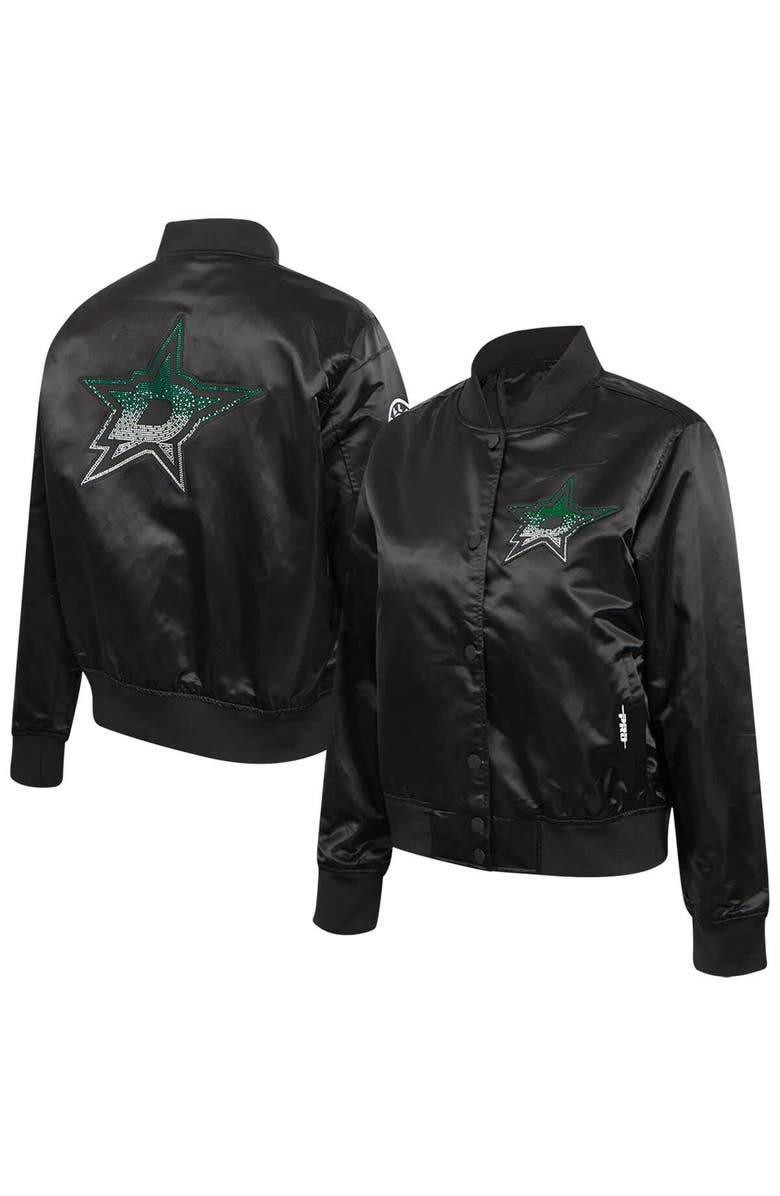 PRO STANDARD Women's Pro Standard Black Dallas Stars Rhinestone Jewels Satin Full-Snap Jacket, Main, color, Black