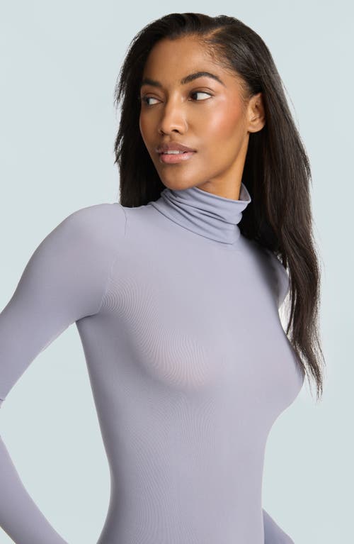 Commando Ballet Body Turtleneck Thong Bodysuit In Gray