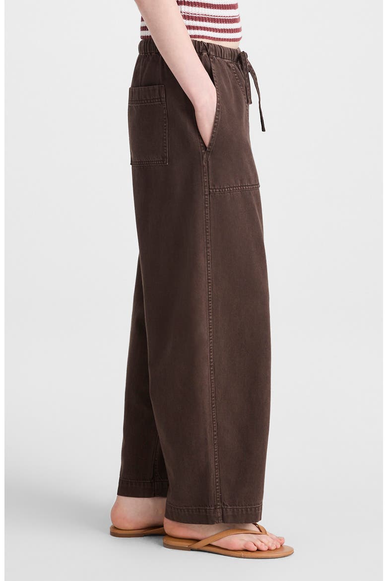 Pull-On Barrel Leg Airy Denim Utility Pants, Alternate, color, DARK BROWN