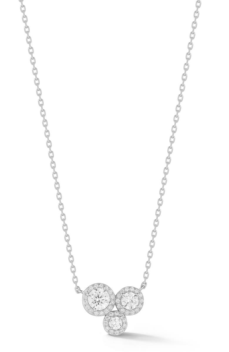 GLAZE JEWELRY Cluster Cubic Zirconia Pendant Necklace, Main, color, Silver