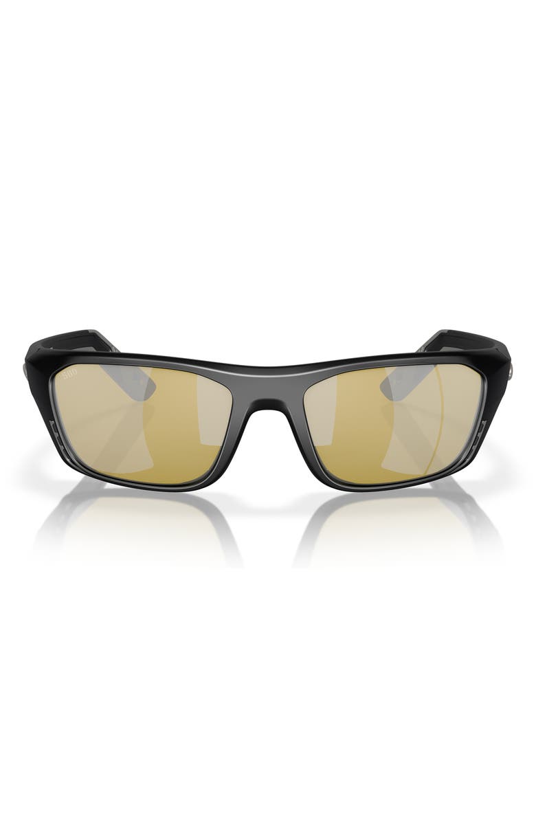 Costa Del Mar 57mm Polarized Rectangular Sunglasses, Main, color, Black/ Sunrise Silver 580G