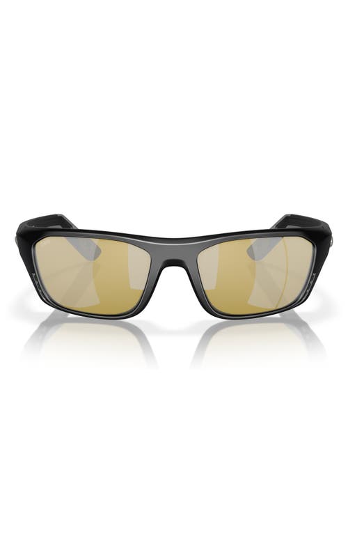 Costa Del Mar 57mm Polarized Rectangular Sunglasses In Black/sunrise Silver 580g