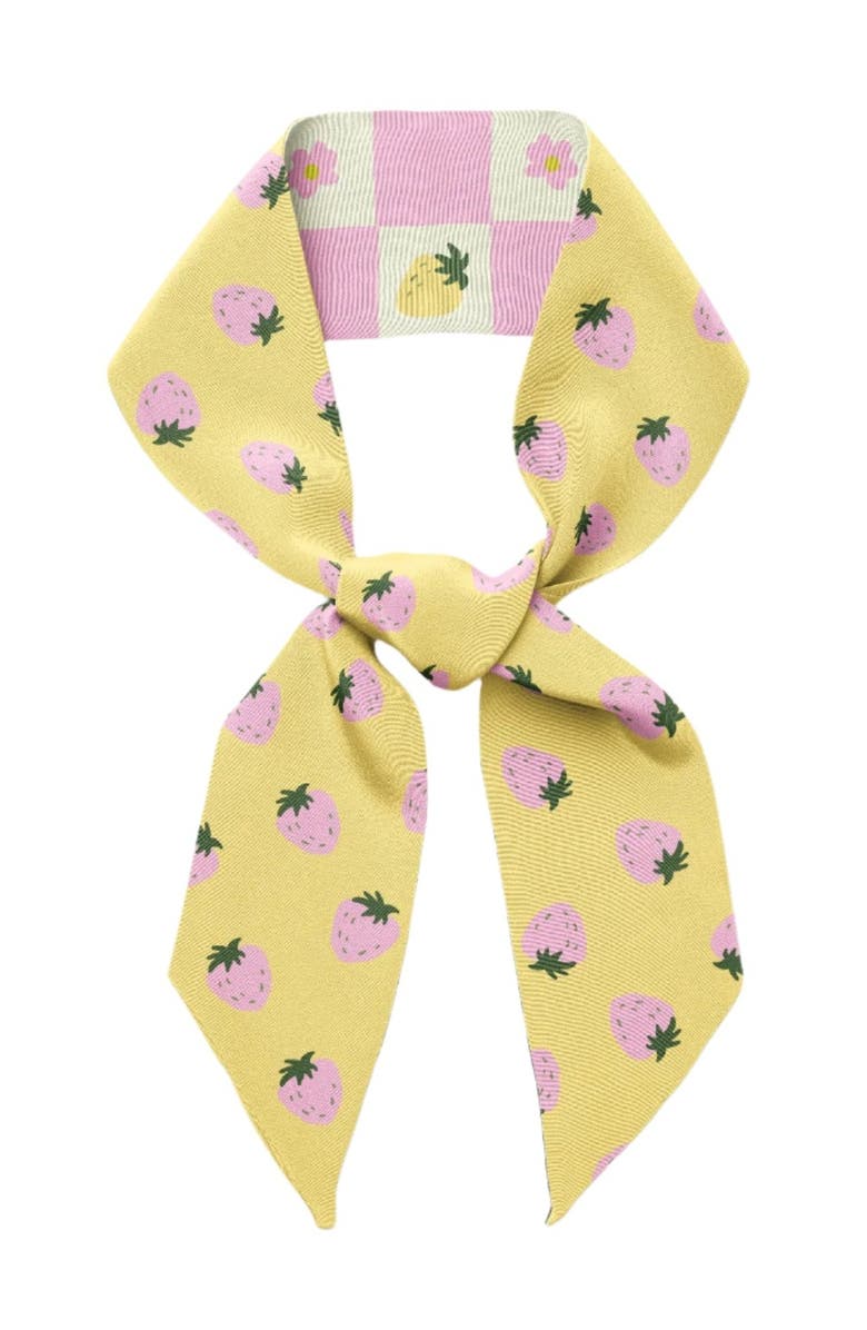 Centinelle Strawberry Checkers Twilly Ribbon Scarf, Alternate, color, Pink