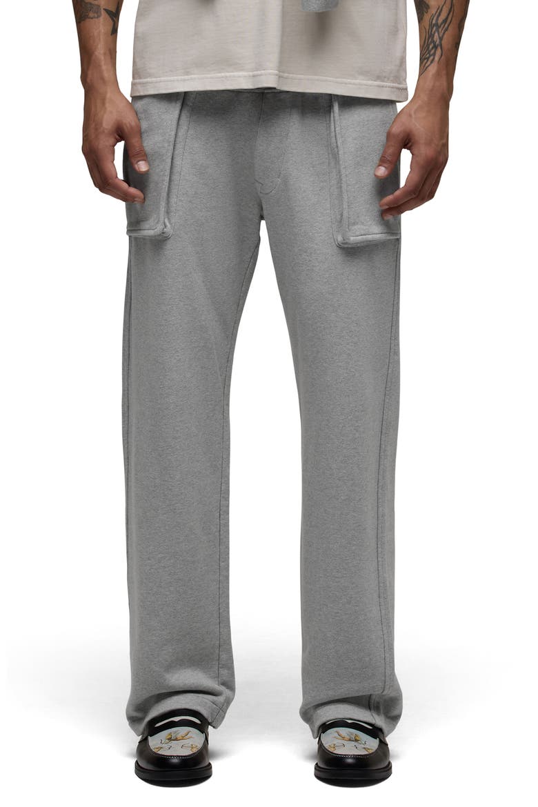Straight Leg French Terry Pants, Main, color, HEATHERED GREY
