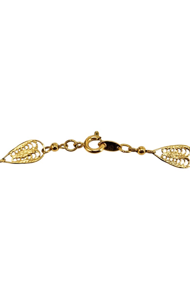 Vintage 1960s Goldtone Filigree Leaf link Necklace, Alternate, color, Gold