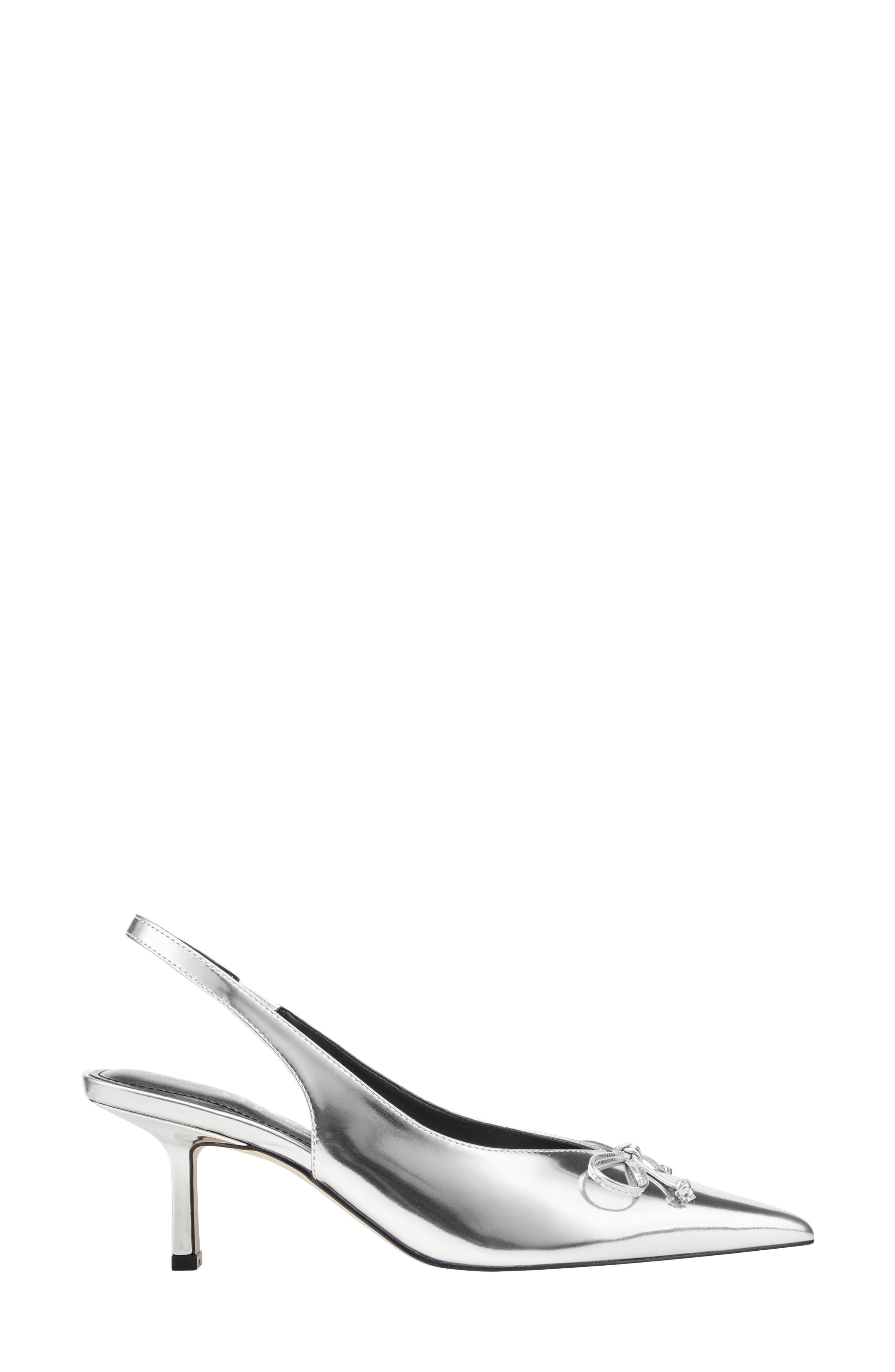 Gretel Slingback Pointed Toe Bow Pump, Alternate, color, SILVER