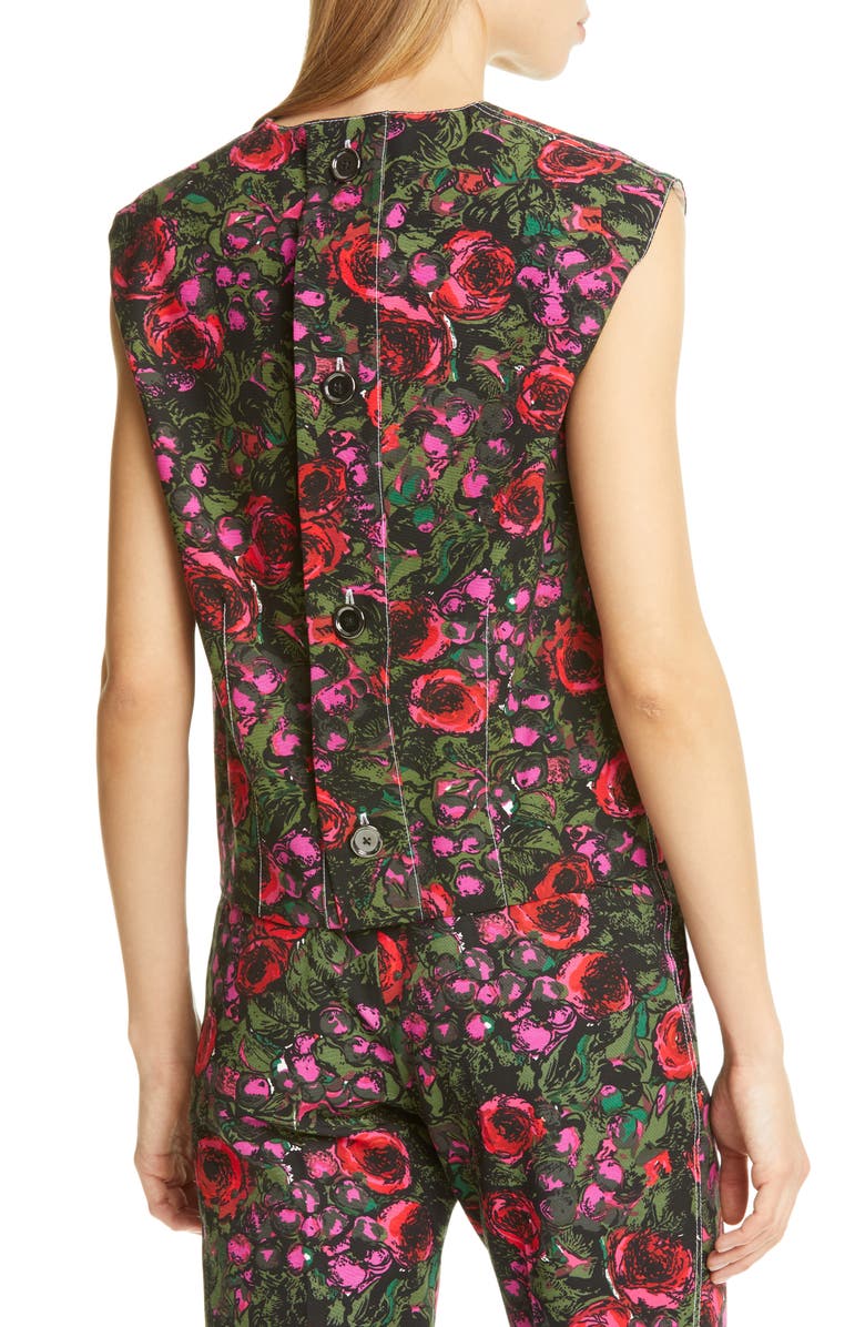 Marni Amarcord Floral Print Faille Top, Alternate, color, 