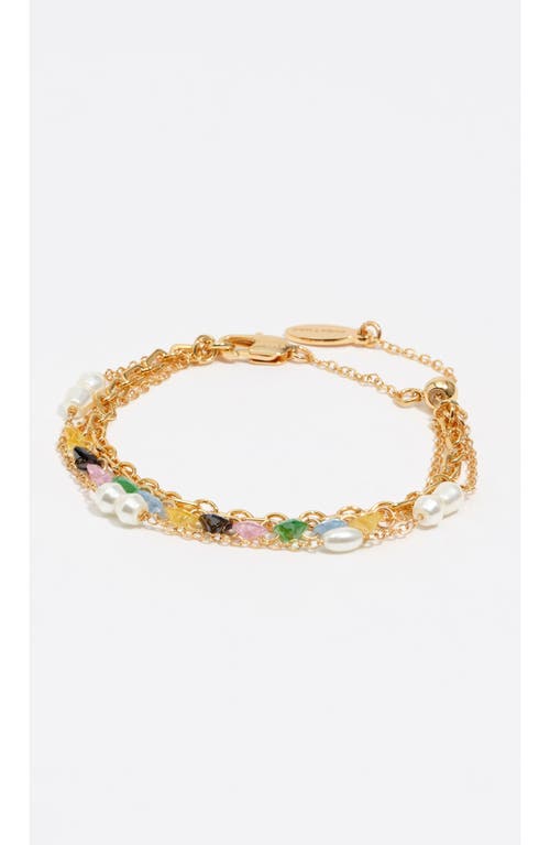 Bimba Y Lola Triple-layer Chain Heart Crystals Bracelet In Gold