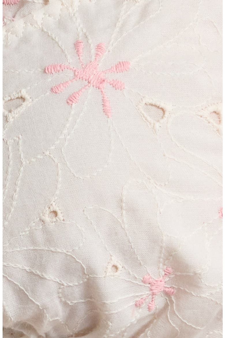 Eyelet Cotton Bralette, Alternate, color, IVORY/ PINK MULTI