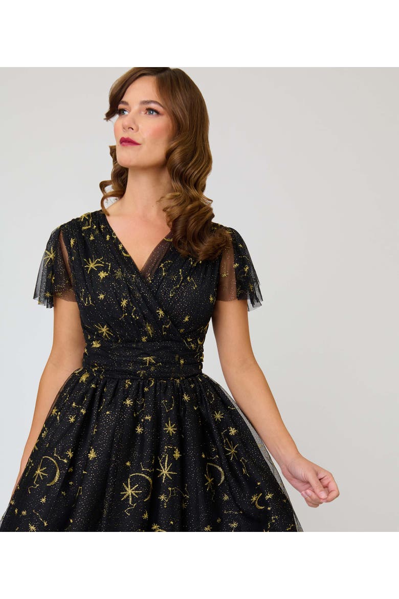 Midori Swing Dress, Alternate, color, Black Celestial Print
