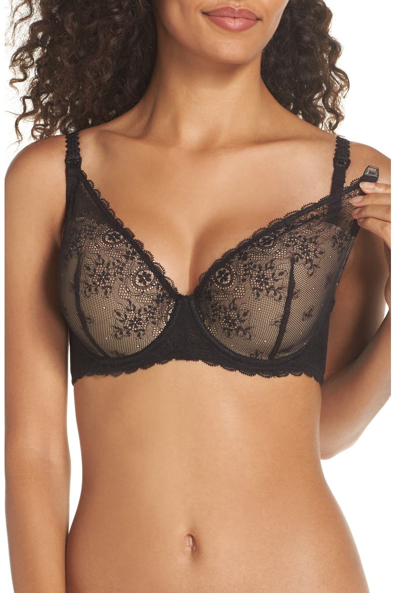 Sexy Mama Underwire Nursing Bra, Alternate, color, BLACK/NATURAL