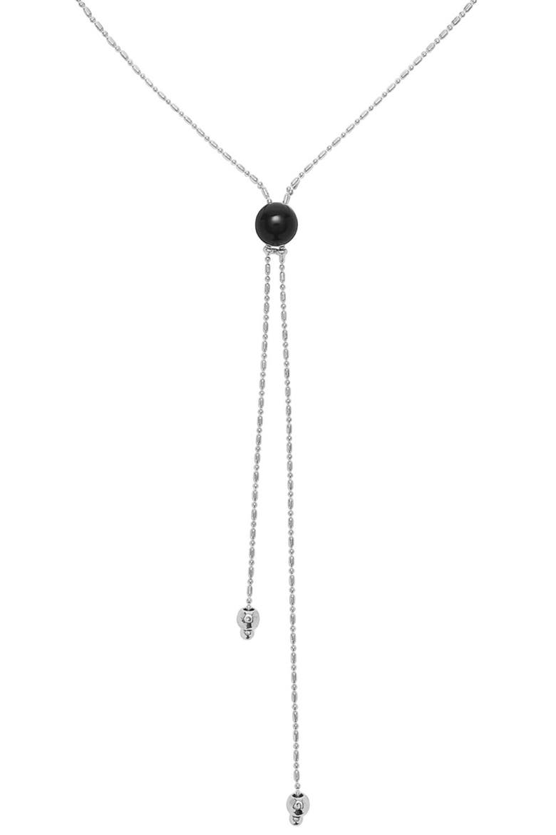 Black Murano Slider Pendant, Alternate, color, Silver