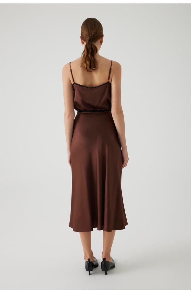 Exquise Satin Midi Skirt, Alternate, color, Brown