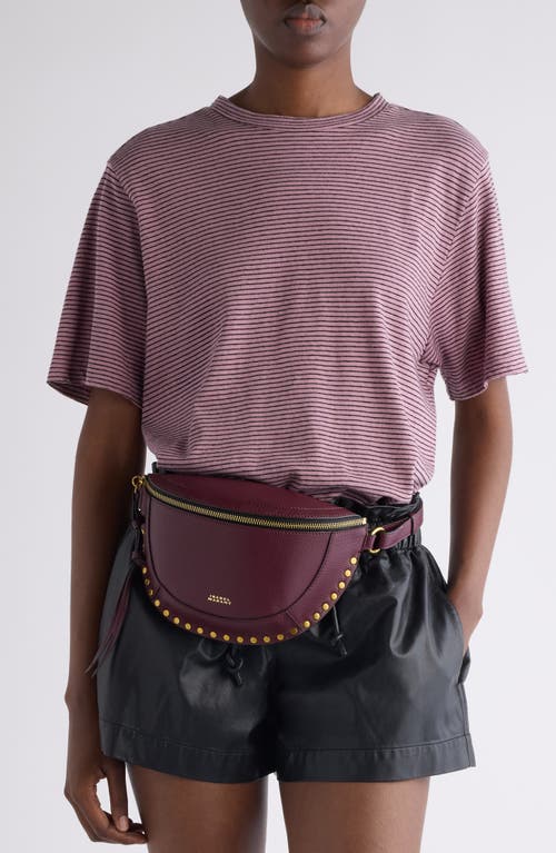 Isabel Marant Skano Stud Leather Convertible Belt Bag In Burgundy