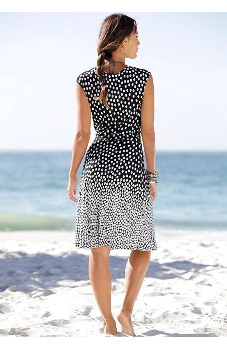 LASCANA Women's Polka Dot V-Neck Dress, Alternate, color, White Dot