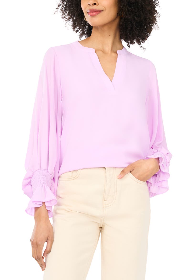 Ruffle Cuff Top, Main, color, DUSTY LAVENDER
