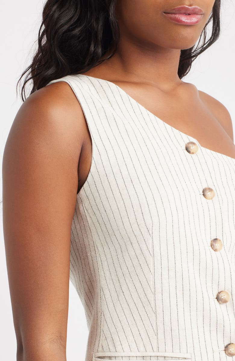 Topshop Stripe One-Shoulder Vest, Alternate, color, Cream