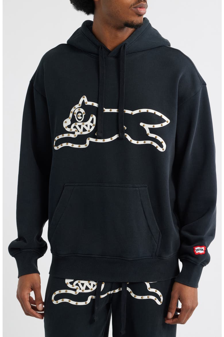 Park Stud Logo Cotton French Terry Hoodie, Main, color, BLACK