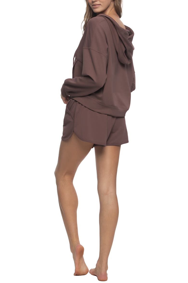 Kimora Relaxed Fit Cotton Blend Terry Hoodie & Shorts Pajamas, Alternate, color, DEEP TAUPE
