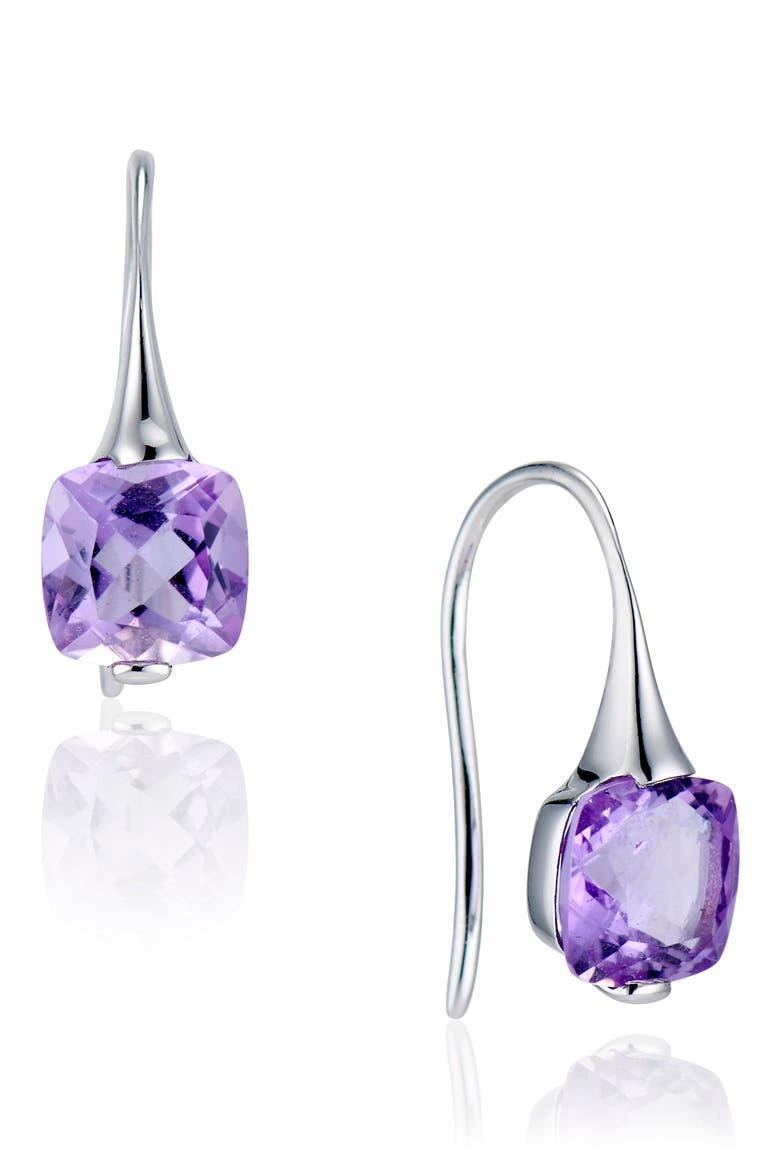 Liv Sterling Silver Amethyst Drop Earrings, Main, color, SILVER/ PURPLE