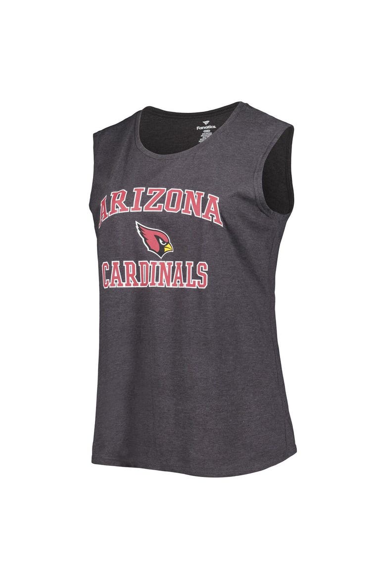 Women's Fanatics Branded Heather Charcoal Arizona Cardinals Plus Size Tank Top, Alternate, color, Heather Charcoal